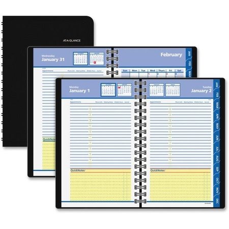 AT-A-GLANCE At A Glance AAG760405 5 x 8 in. Daily & Monthly Appointment Book; Black AAG760405